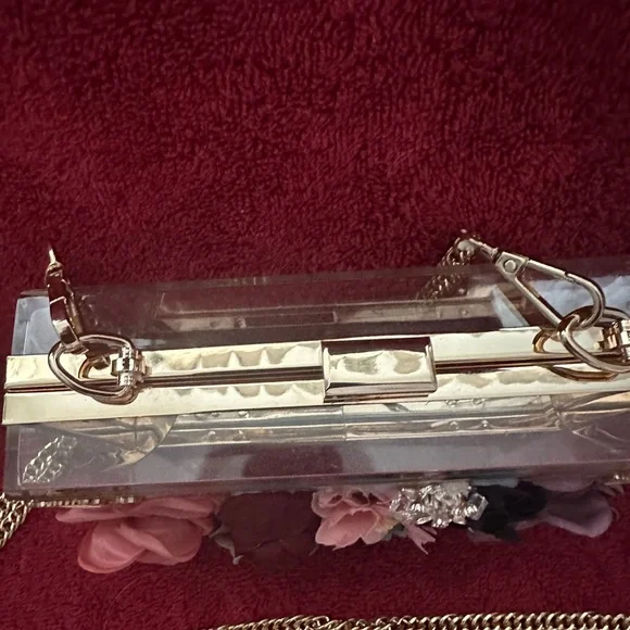 Floral & acrylic evening shoulder bag/clutch - Picture 6 of 10